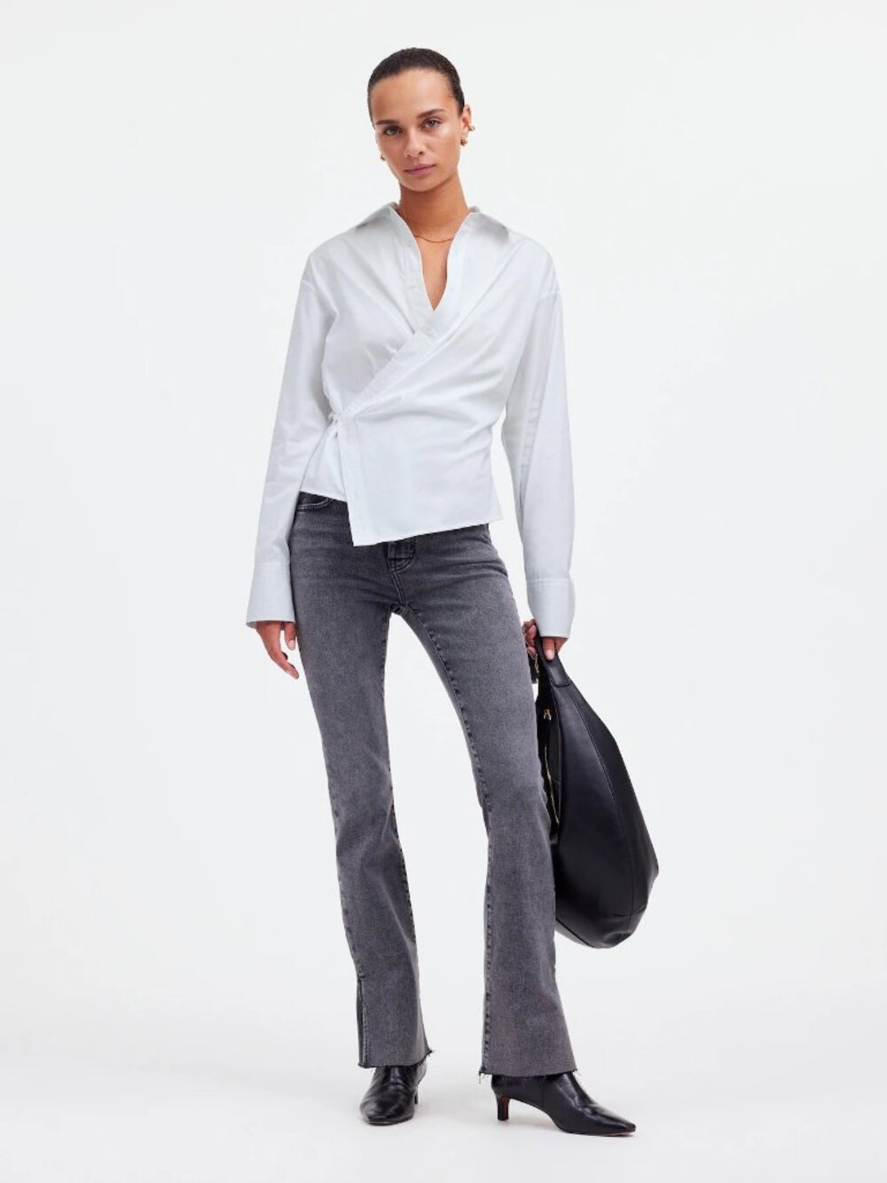 NWT Womens Size 16 Madewell White 100% Cotton Asymmetric Button-Up Shirt Top NEW - Picture 4 of 5